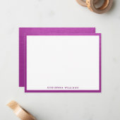 ピンクマゼンタブラシ付き金エレガントガーリー金モダン ノートカード (正面/裏面インサイチュ)