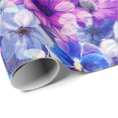 ピンクマゼンタブルーのフローラルパターン ラッピングペーパー (ロールコーナー)