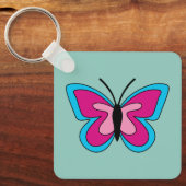 ピンクマゼンタブルーバタフライ キーホルダー (正面)