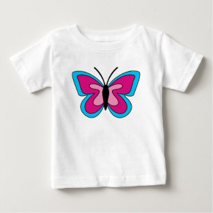 ピンクマゼンタブルーバタフライ ベビーTシャツ