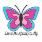 ピンクマゼンタブルーバタフライ |追加文字 シール (正面)