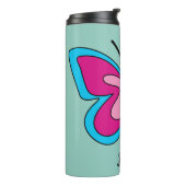 ピンクマゼンタブルーバタフライ |追加文字 タンブラー (回転左)