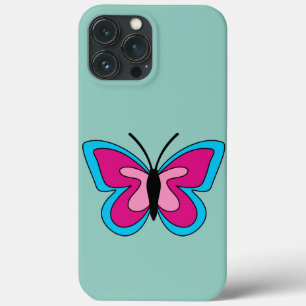 ピンクマゼンタブルーバタフライ iPhone 13 PRO MAXケース