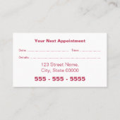 ピンクマゼンタメイクアップアーティストアポイントメントカード 予約カード (裏面)