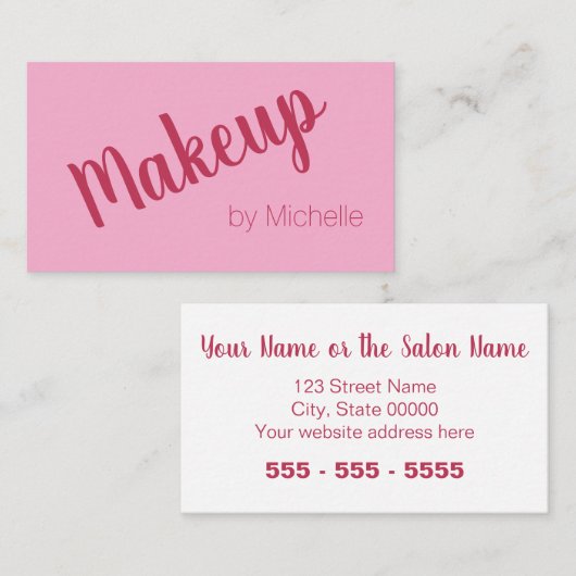 ピンクマゼンタメイクアップアーティスト名刺 名刺 (正面/裏面)