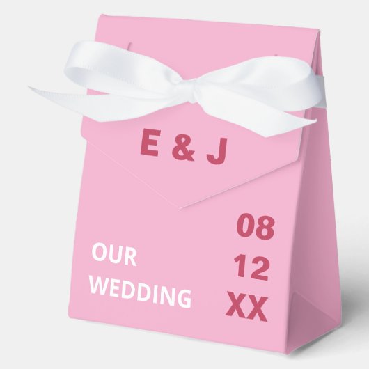 ピンクマゼンタモダン結婚式の引き出物ボックス フェイバーボックス (正面)