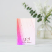 ピンクマゼンタ水彩耳飾り表示ホルダー 名刺 (スタンド正面)