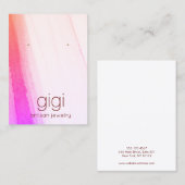 ピンクマゼンタ水彩耳飾り表示ホルダー 名刺 (正面/裏面)