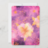 ピンクマゼンタ金ゴールドロマンチック結婚フローラ 招待状 (裏面)