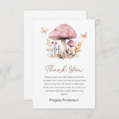 ピンクマッシュルームウッドランドベビーシャワー サンキューカード (正面/裏面)