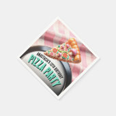 ピンクマッシュルームピッツァパーティー スタンダードカクテルナプキン (角)