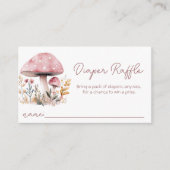 ピンクマッシュルームベイビーシャワーおむつラッフル エンクロージャーカード (正面)