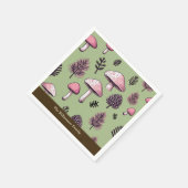 ピンクマッシュルーム素朴感謝祭のパーソナライズ スタンダードカクテルナプキン (角)