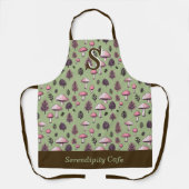 ピンクマッシュルーム素朴秋ビベスカスタムモノグラム エプロン (正面)