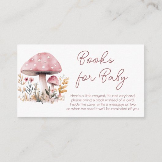 ピンクマッシュルーム赤ちゃんシャワーブック エンクロージャーカード (正面)