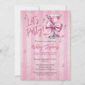 ピンクマティーニ Let's Party 21歳の誕生日パーティー 招待状 (正面)