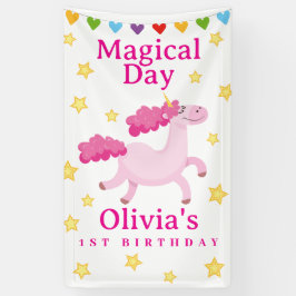 ピンクマディカルデー最初のユニコーン誕生日星 横断幕