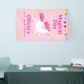 ピンクマディカルデー最初のユニコーン誕生日星 横断幕 (トレードショー)