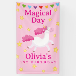 ピンクマディカルデー最初のユニコーン誕生日星 横断幕