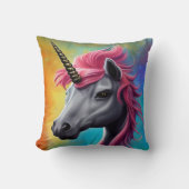 ピンクマネ付きユニコーン クッション (正面)
