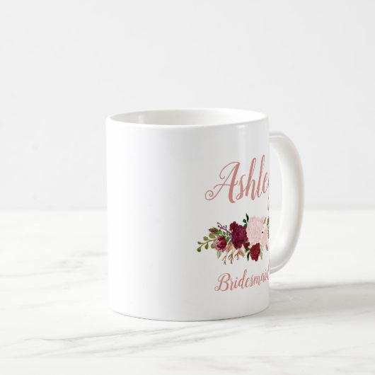 ピンクマパーソナライズされたルサラフローラ花嫁 コーヒーマグカップ (正面右)