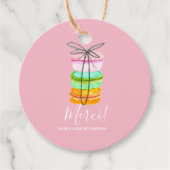 ピンクマフランスのカロン誕生日パーティーメッセージカード フェイバータグ (正面)