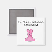 ピンクママとパパのバニーTシャツとギフト マグネット (正面/裏面)