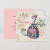 ピンクマリーアントワネットヴィンテージパリティーパーティー 招待状 (正面/裏面)