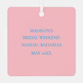 ピンクマルガリータバチェロレッテ週末ブライダル メタルオーナメント (裏面)