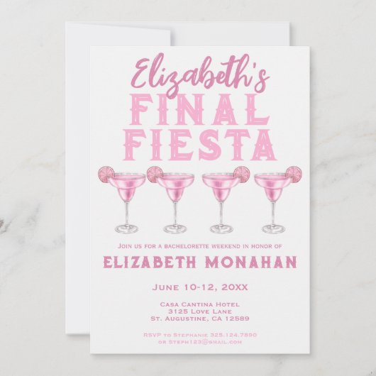 ピンクマルガリータファイナルフェスタバチェロレッテ週末 招待状 (正面)