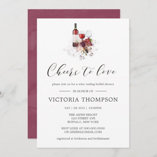 ピンクマルサラフローラワインテイスティングブライダルシャワー (正面/裏面)