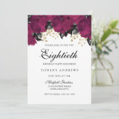 ピンクマルサラ花80thバースデーパーティー招待状 招待状 (スタンド正面)