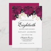 ピンクマルサラ花80thバースデーパーティー招待状 招待状 (正面/裏面)