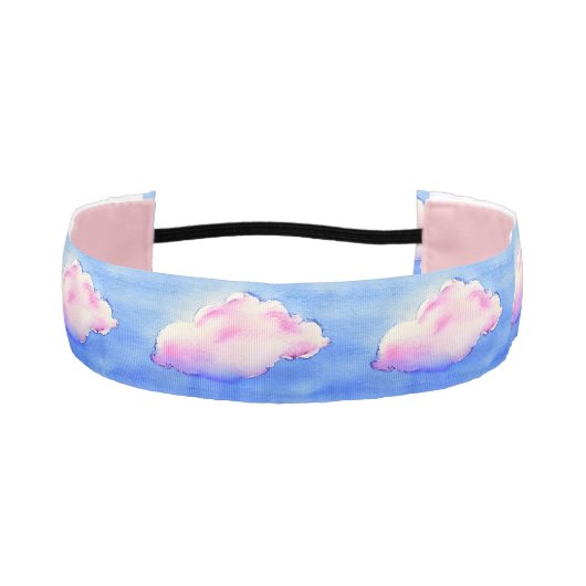 ピンクマルシャマロ雲ノンヘッドバスリップまたは滑ることンドング アスレチックヘッドバンド (正面)