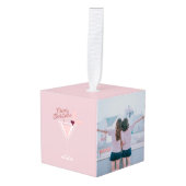 ピンクマルティニのクリスマス キューブオーナメント (正面アングル)