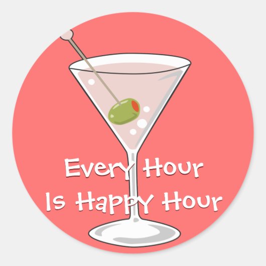 ピンクマルティニのステッカー ラウンドシール (正面)