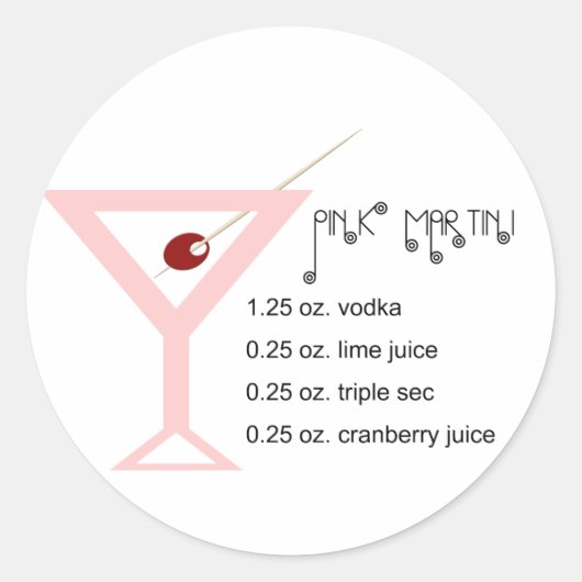 ピンクマルティニのステッカー ラウンドシール (正面)