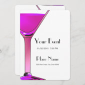 ピンクマルティニカクテル招待状テンプレート 招待状 (正面/裏面)