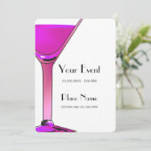 ピンクマルティニカクテル招待状テンプレート 招待状 (スタンド正面)