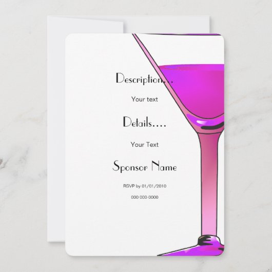 ピンクマルティニカクテル招待状テンプレート 招待状 (裏面)