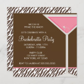 ピンクマルティーニとブラウンゼブラパターン 招待状 (正面/裏面)