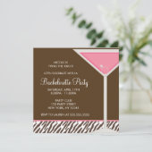 ピンクマルティーニとブラウンゼブラパターン 招待状 (スタンド正面)