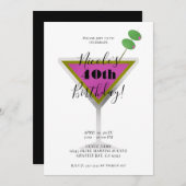 ピンクマルティーニオリーブグラムカクテルバースデーパーティー 招待状 (正面/裏面)