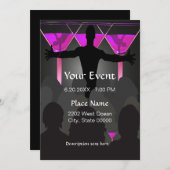 ピンクマルティーニレディーズナイトカクテル招待状 招待状 (正面/裏面)