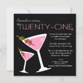 ピンクマルティーニ21歳誕生日パーティの招待状 招待状 (正面)