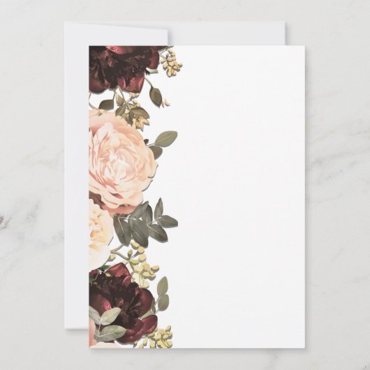 ピンクマルーンフローラ緑離れブライダルシャワー 招待状 (裏面)