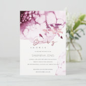 ピンクマルーン水中海魚ベビーシャワー招待状 サンキューカード (スタンド正面)