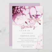 ピンクマルーン水中海魚ベビーシャワー招待状 サンキューカード (正面/裏面)