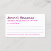 ピンクマンガベイカーケーキペストリー調理師 名刺 (裏面)