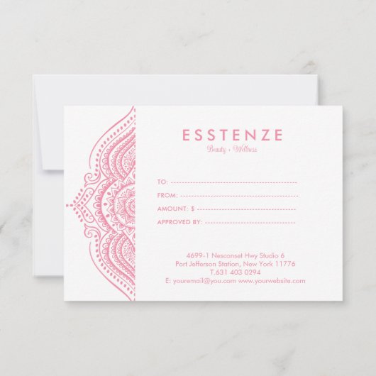 ピンクマンダラギフト証明書デザイン (裏面)